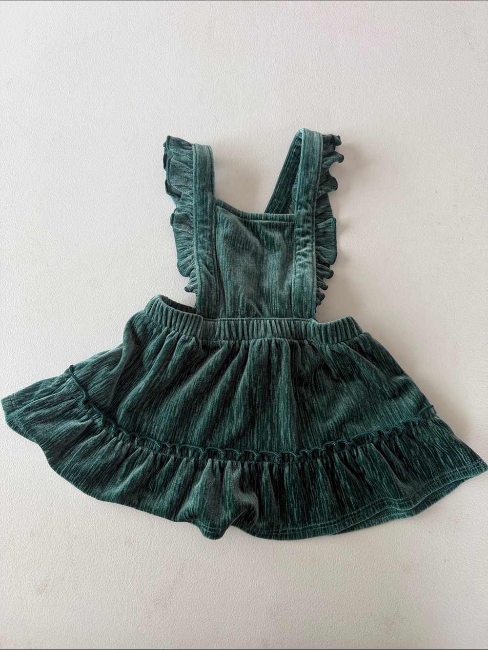 Cat & Jack - Velvet Ruffle Pinafore Skirt - Teal Green
